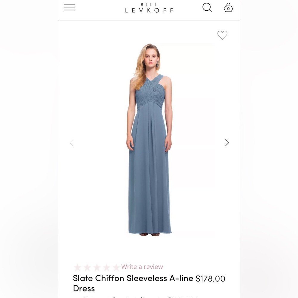 Bill Levkoff Bridesmaid Dress 7016 Sleeveless Chiffon A-Line Slate